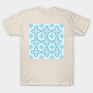 Boho Natural Collection Boho Aesthetic Star Pattern in Pastel Light Blue T-Shirt